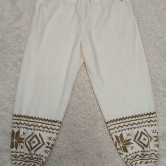 Polo Ralph Lauren Women's Ivory Snowflake Pattern Fleece Sweatpants XL - Picture 2 of 9